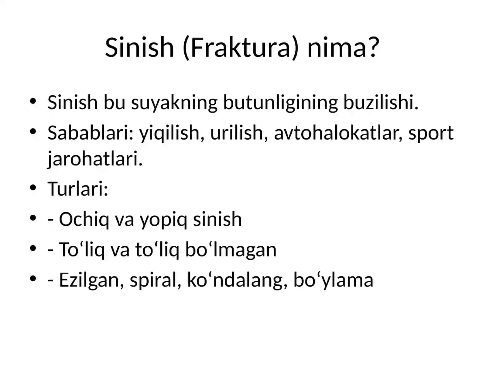 Travma va sinishlar 2