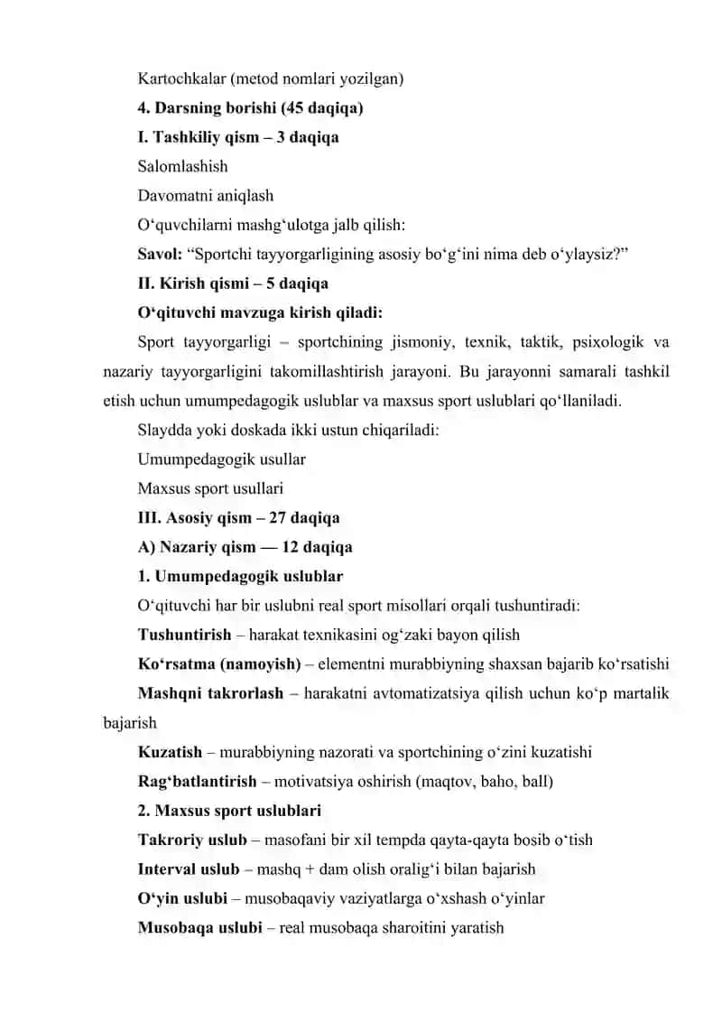 Sport tayyorgarligida umumpedagogik va maxsus uslublardan foydalanish asoslari 2