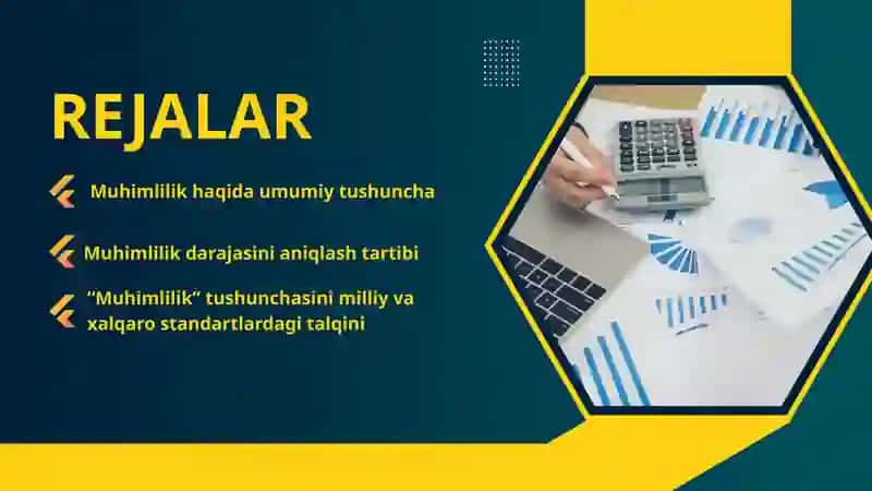 MUHIMLIK TUSHUNCHASI VA UNI AUDITDA QO’LLASH TARTIBI REJALAR 2