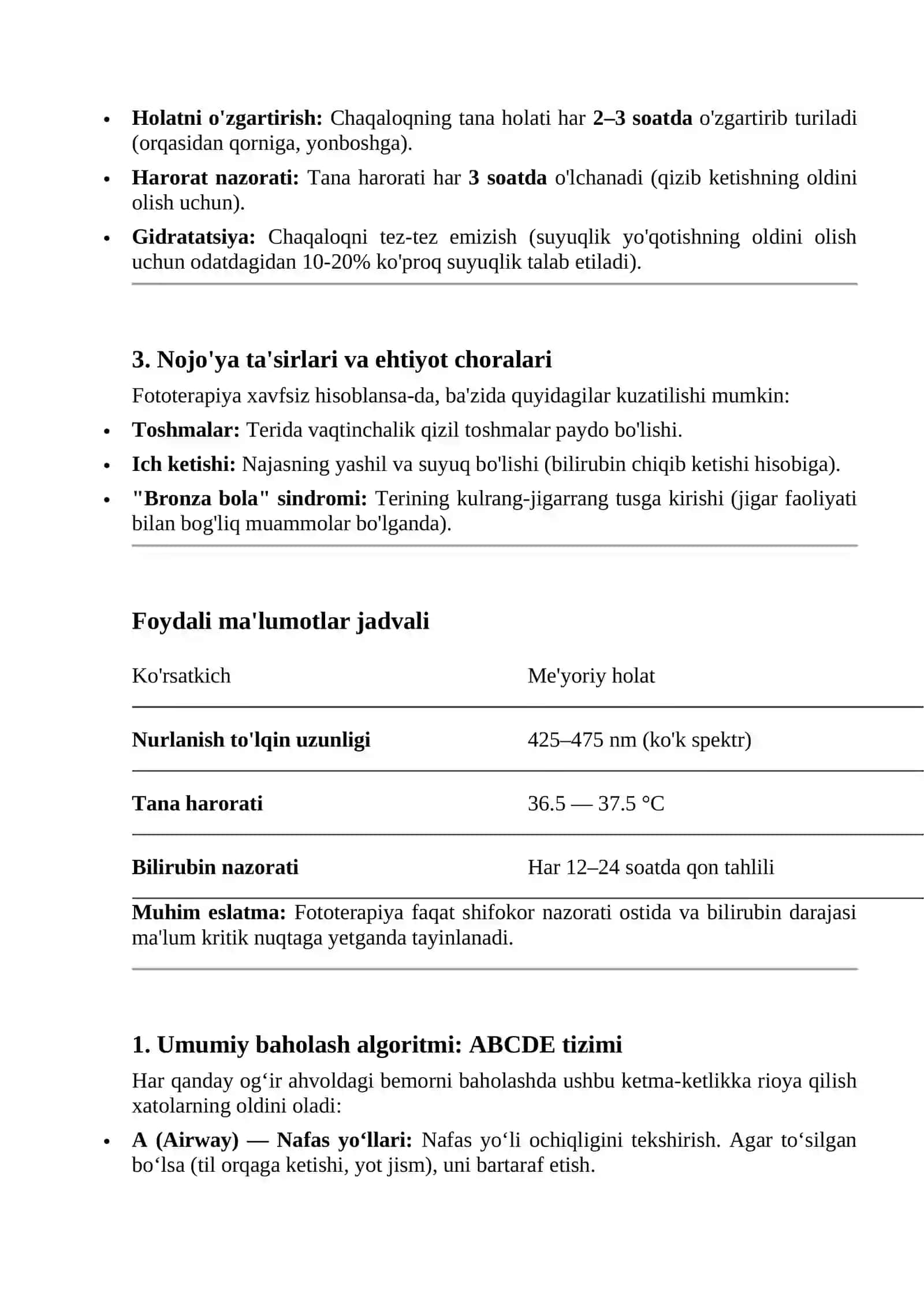 Fototerapiya (FOTOTERAPIYA HAQIDA TUSHUNCHA. POTOLOGIK HOLAT YUZAGA KELGANDA BEMORGA YORDAM KO`RSATISH) 2