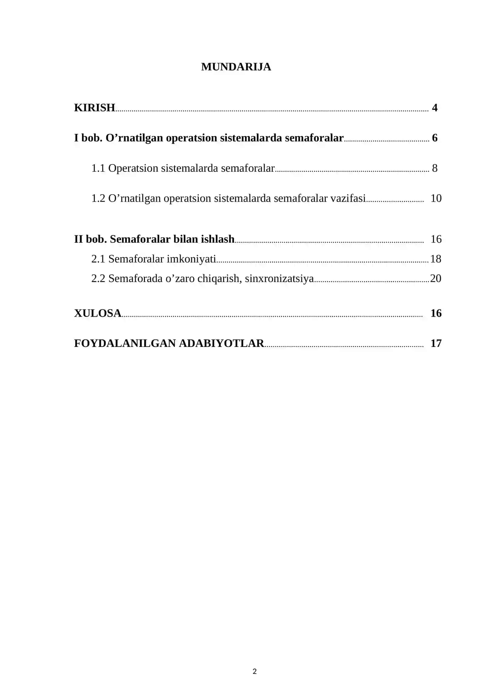 O’rnatilgan operatsion tizimlarda semaforalar 2