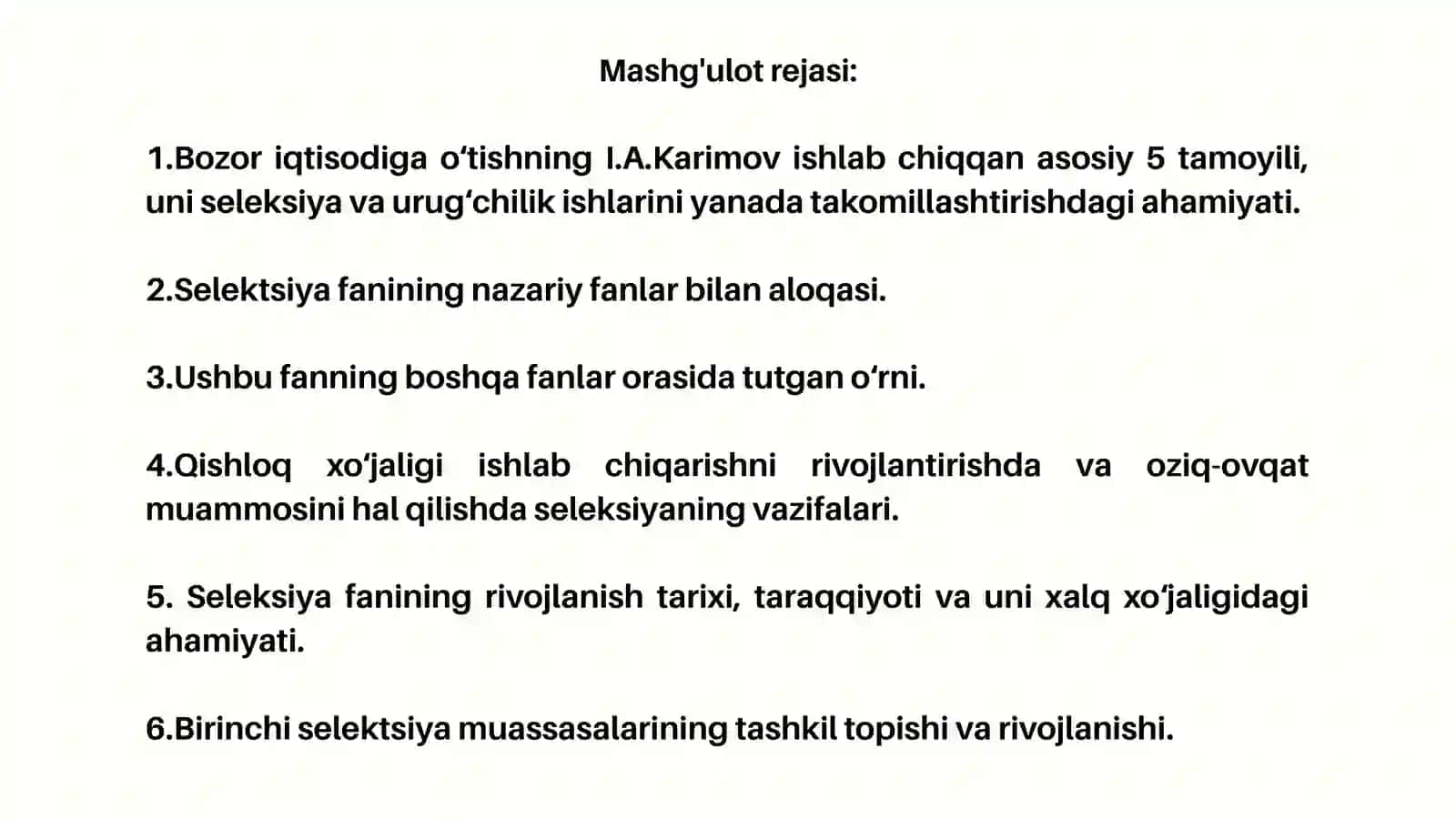 QISHLOQ XOʻJALIGI EKINLARI SELEKSIYASI VA URUGʻCHILIGI FANINING VAZIFASI VA AHAMIYATI 2