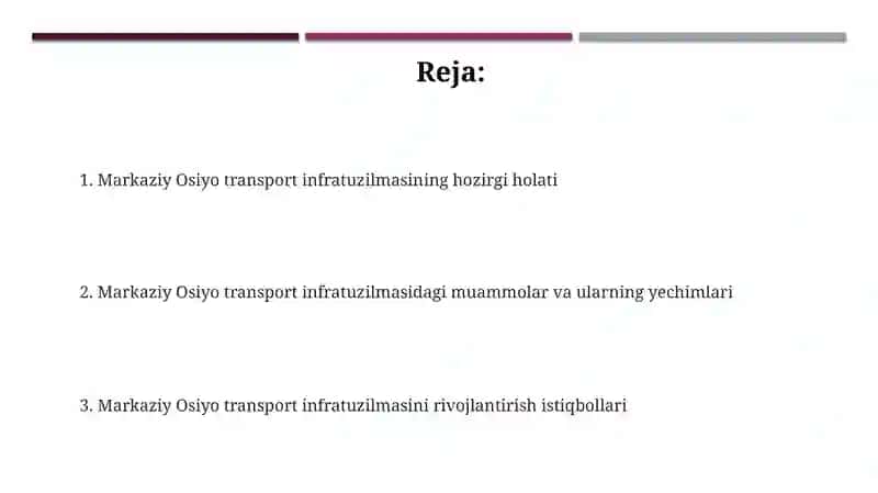 Markaziy Osiyo transport tuzilmasi 2