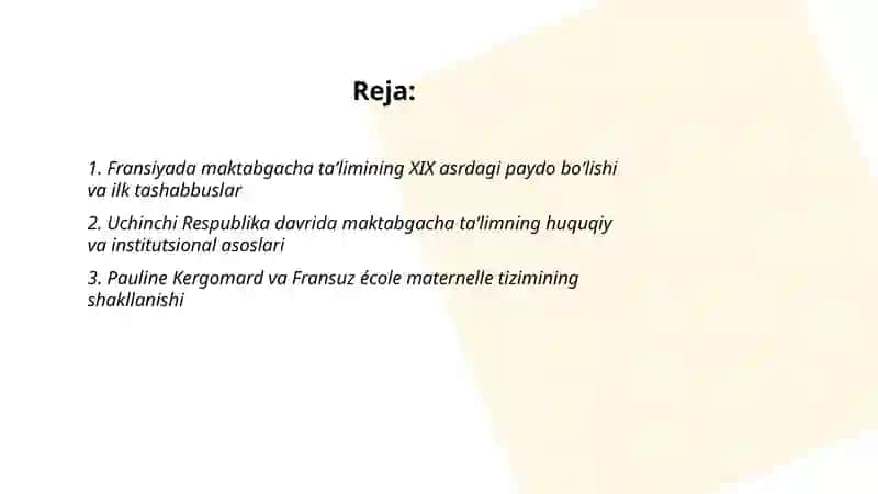 Fransiyada maktabgacha ta'limi tarixi va bugungi tarqqqiyoti 2