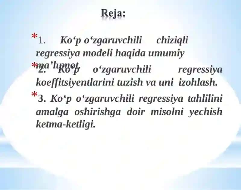 Ko‘po‘zgaruvchili chiziqli regressiya modeli 2
