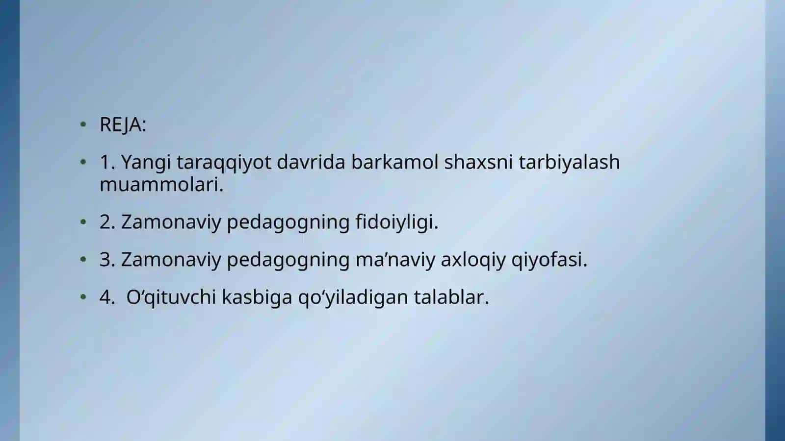 Zamonaviy pedagog faoliyatiga qo‘yiladigan talablar 2