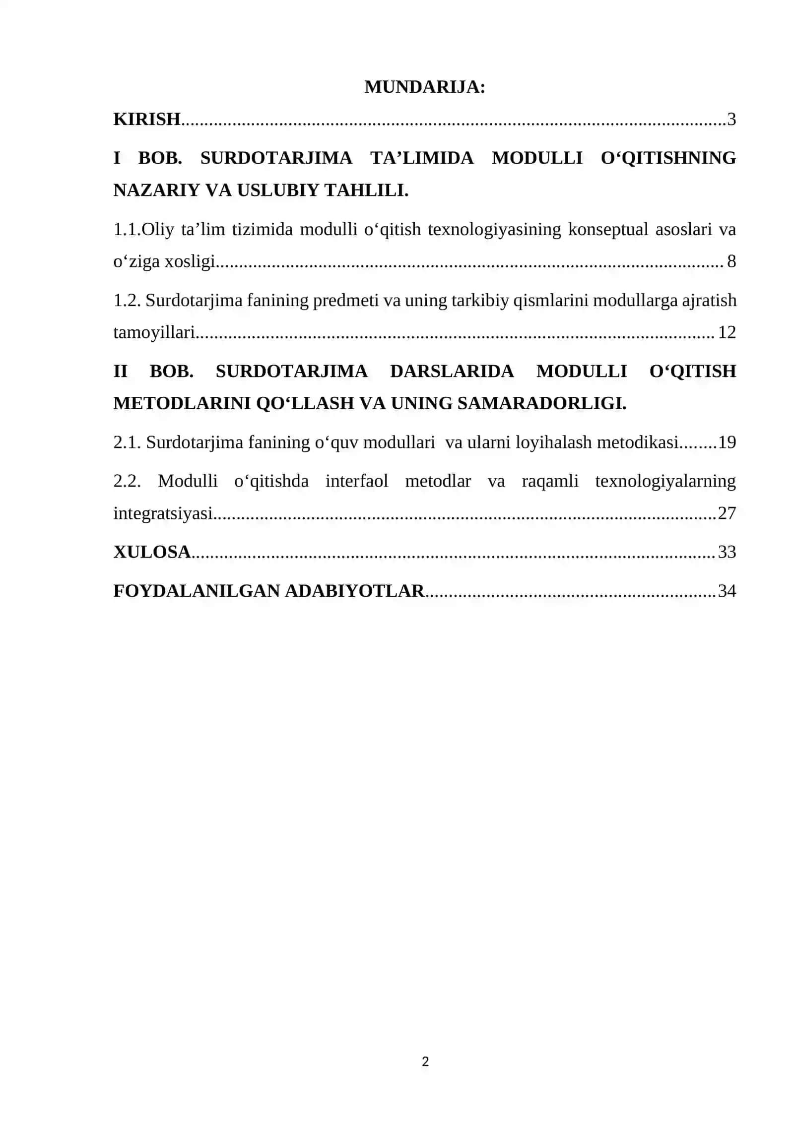 SURDOTARJIMONLIK FANIDA MODULLIK O‘QITISH METODLARI 2