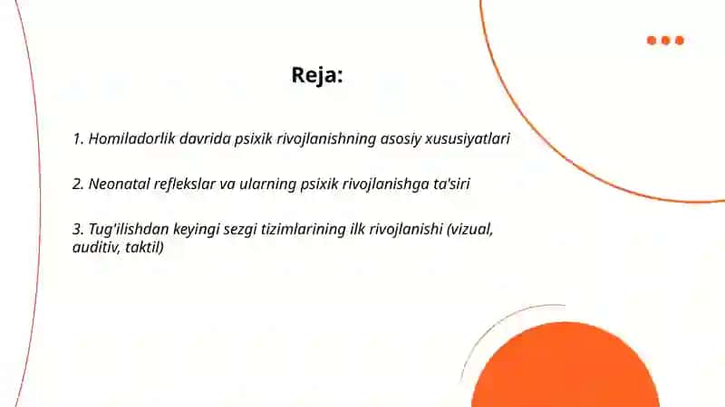 Ontagenizning ilk bosqichlarida insonning psixik rivojlanishga xos xususiyatlari 2