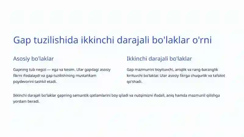 Ikkinchi darajali bo'laklar 2
