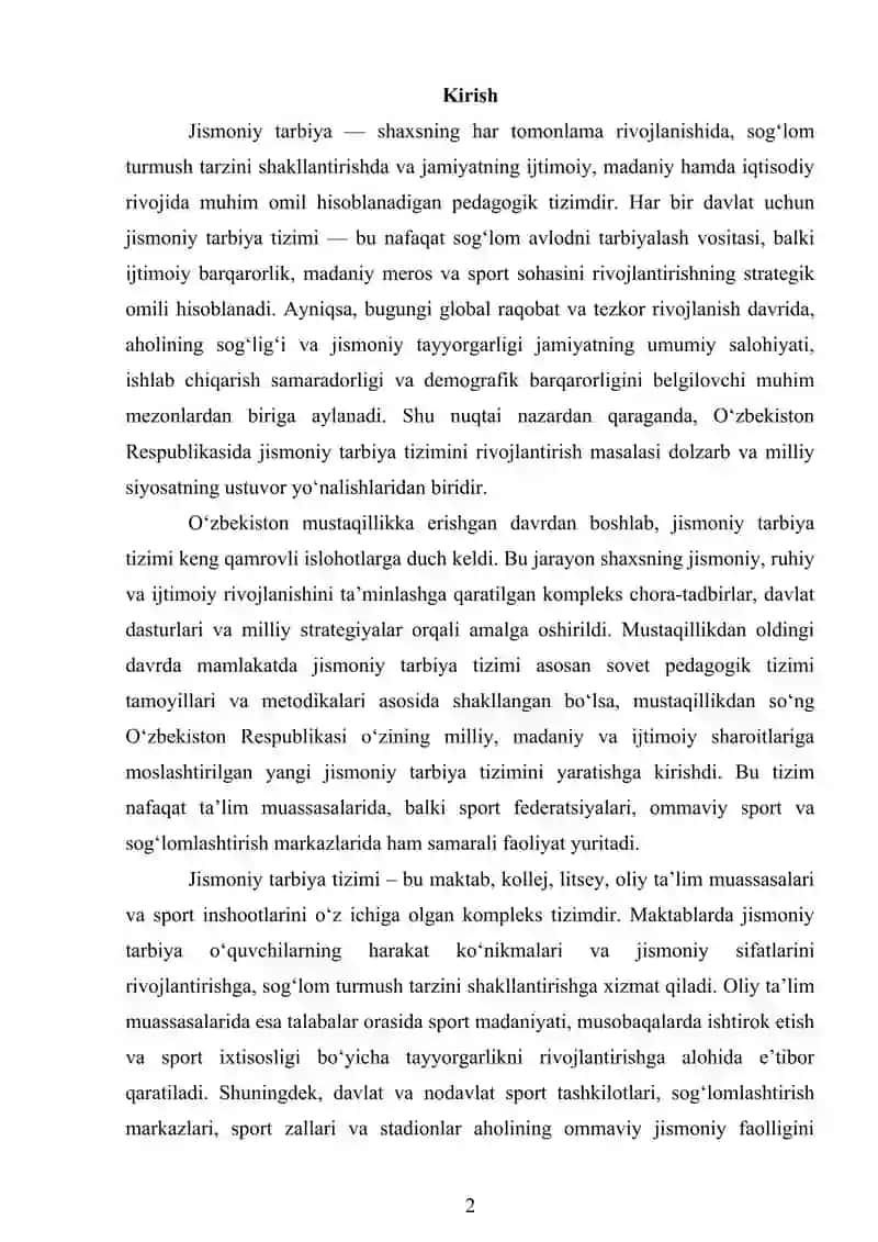 Jismoniy Tarbiya Tizimini Rivojlanishi 2