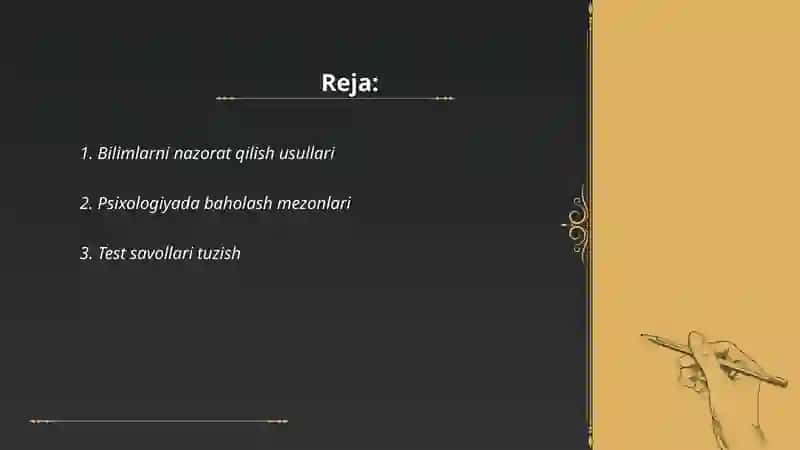 Psixologiya fanidan bilimlarni nazorat qilish va baxolashni tashkil qilish 2