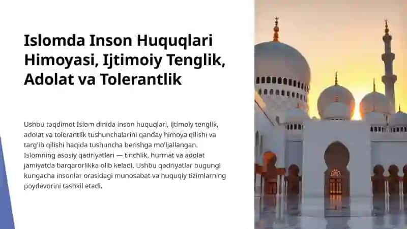 Islomda Inson Huquqlari Himoyasi, Ijtimoiy Tenglik, Adolat va Tolerantlik 2