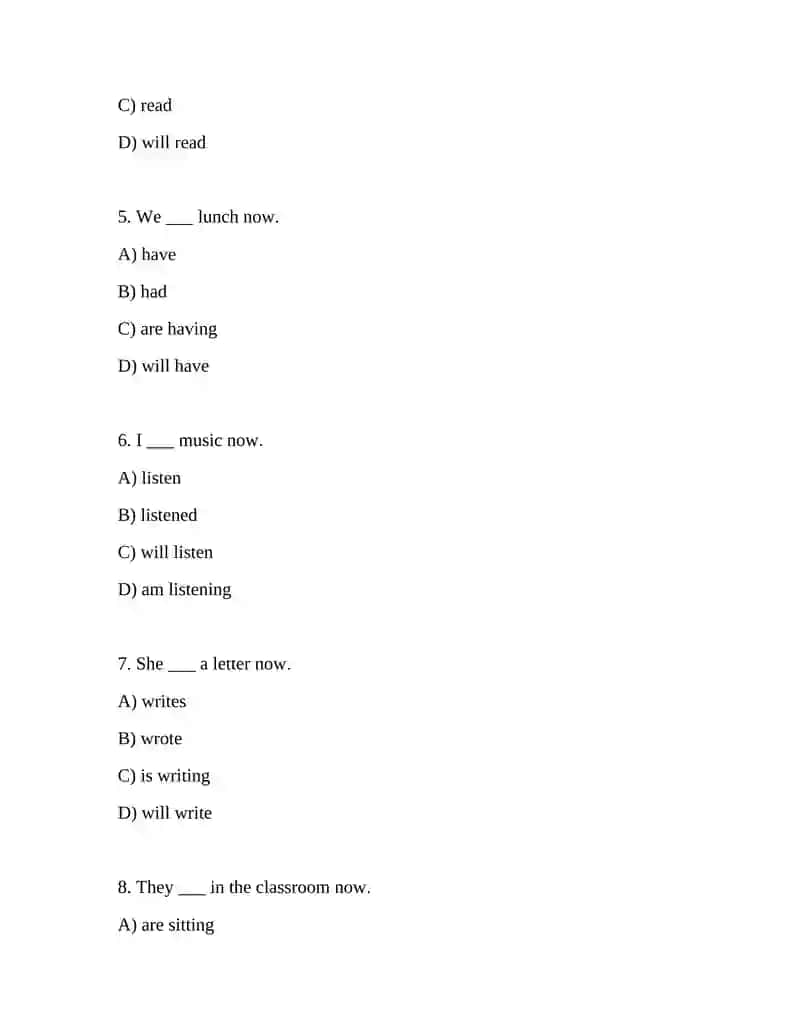 PRESENT CONTINUOUS 100 TEST 2