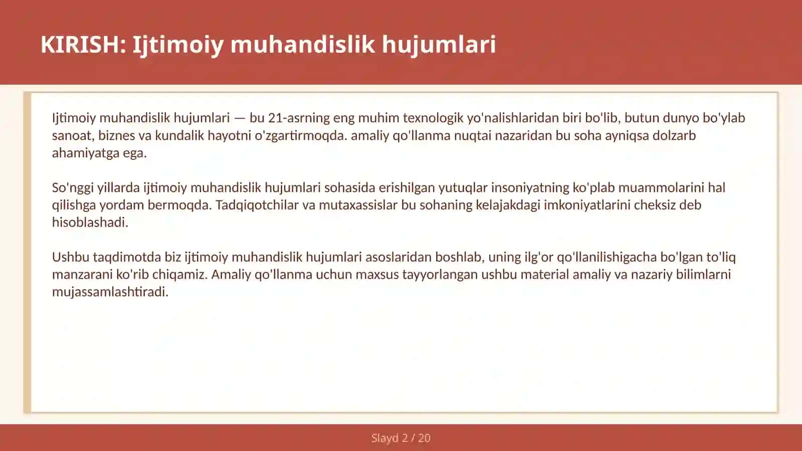IJTIMOIY MUHANDISLIK HUJUMLARI 2