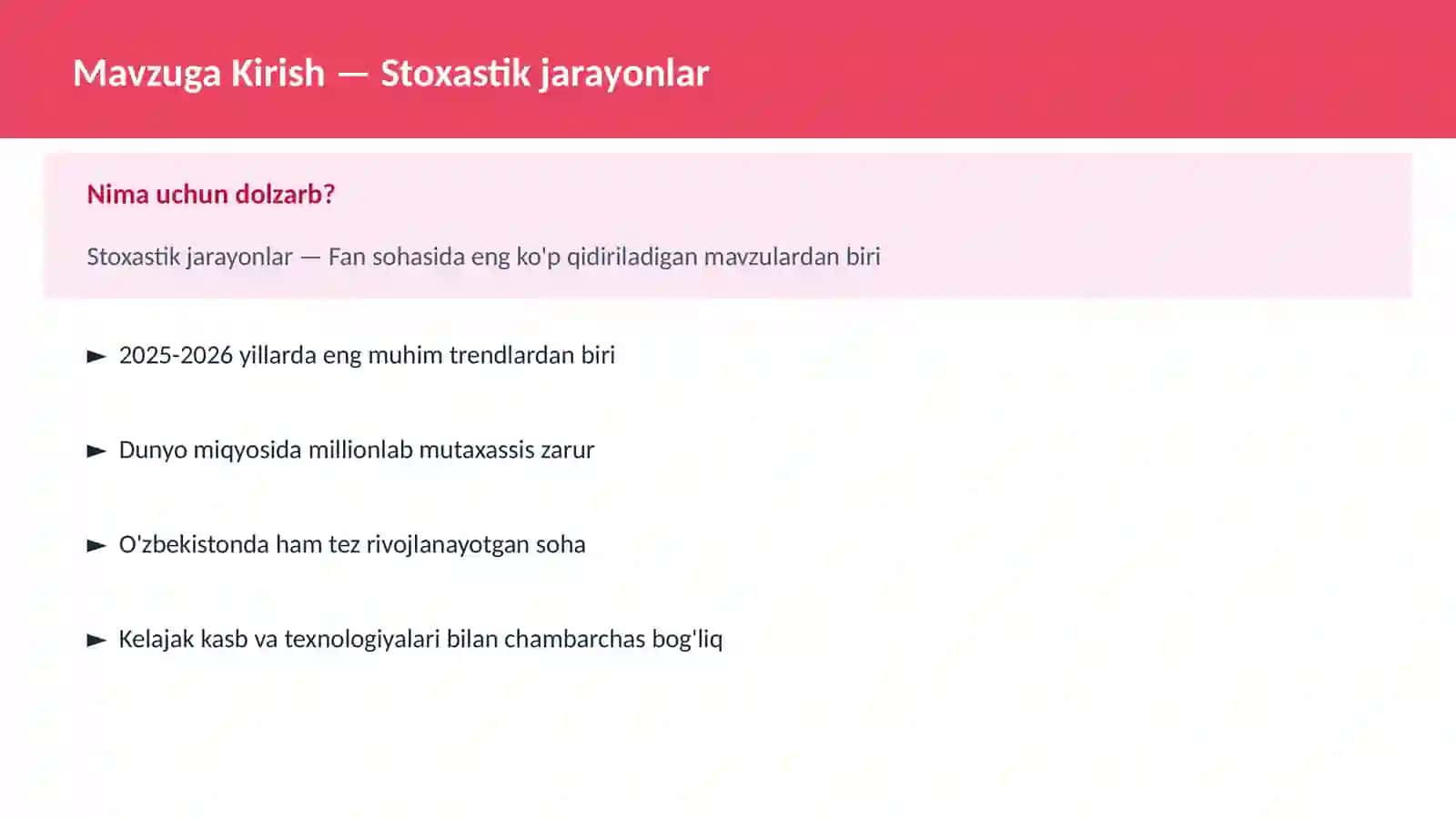 Stoxastik jarayonlar 2
