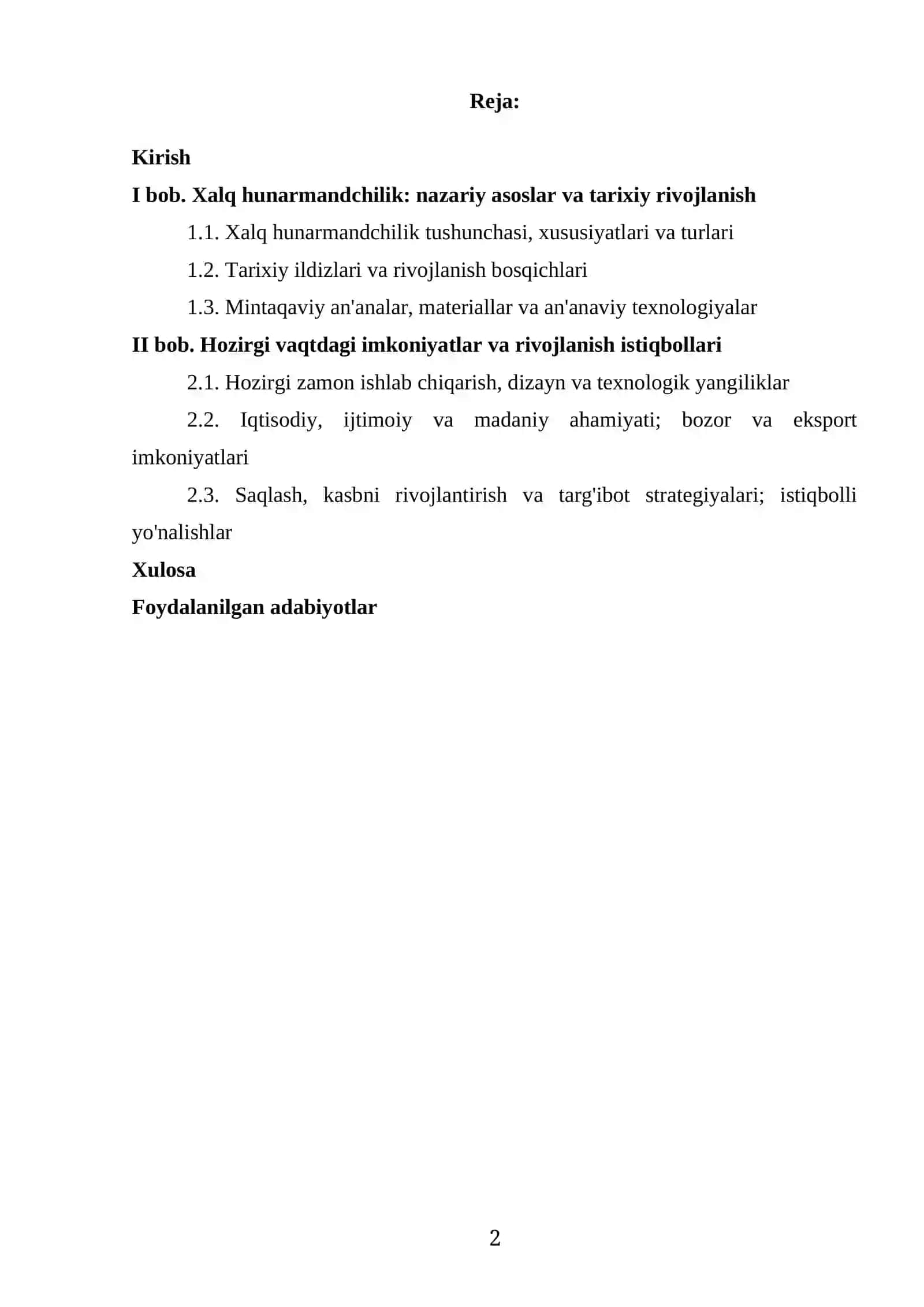 Xalq Hunarmandchilik Turlari va Rivojlanish Bosqichlari 2