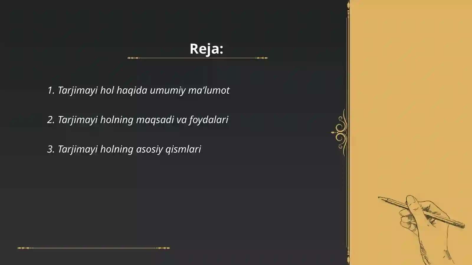 Tarjimayi hol, tushintirish xati va tilxat haqida maʼlumot va ularning yozilish tartibi 2