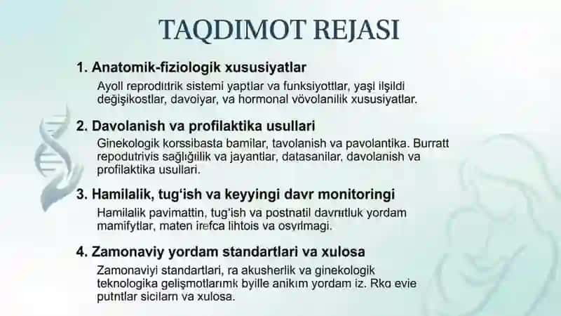 Ayollarga akusherlik Ginekologik Yordam 2