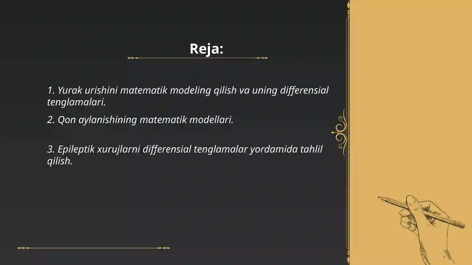 Tibbiy-biologik mazmundagi differensial tenglamalarni tuzish va yechish 2