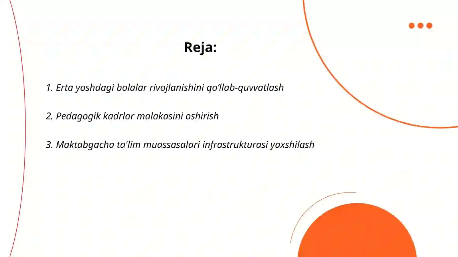 Maktabgacha talim tizimi rivojlanishining ustuvor yo'nalishlari 2
