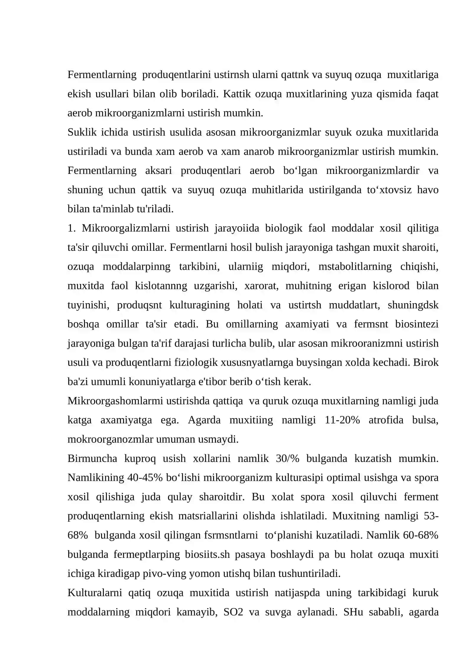 Mikroorganizmlarni sanoat miqiyosida ustirish usullari 2