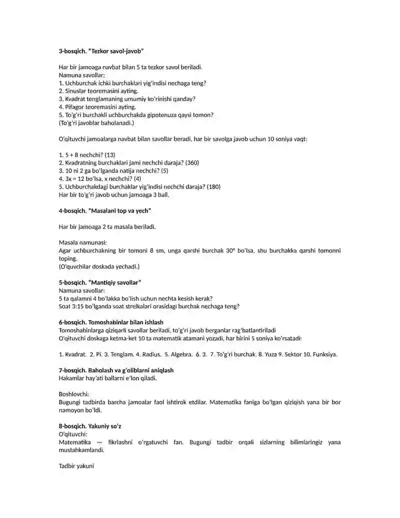 Matematika olamiga sayohat 2