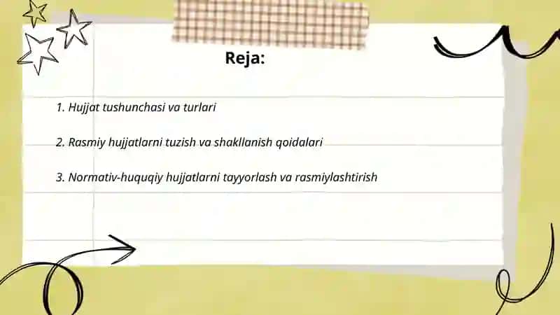 Hujjat turlari va ish yuritish asoslari 2