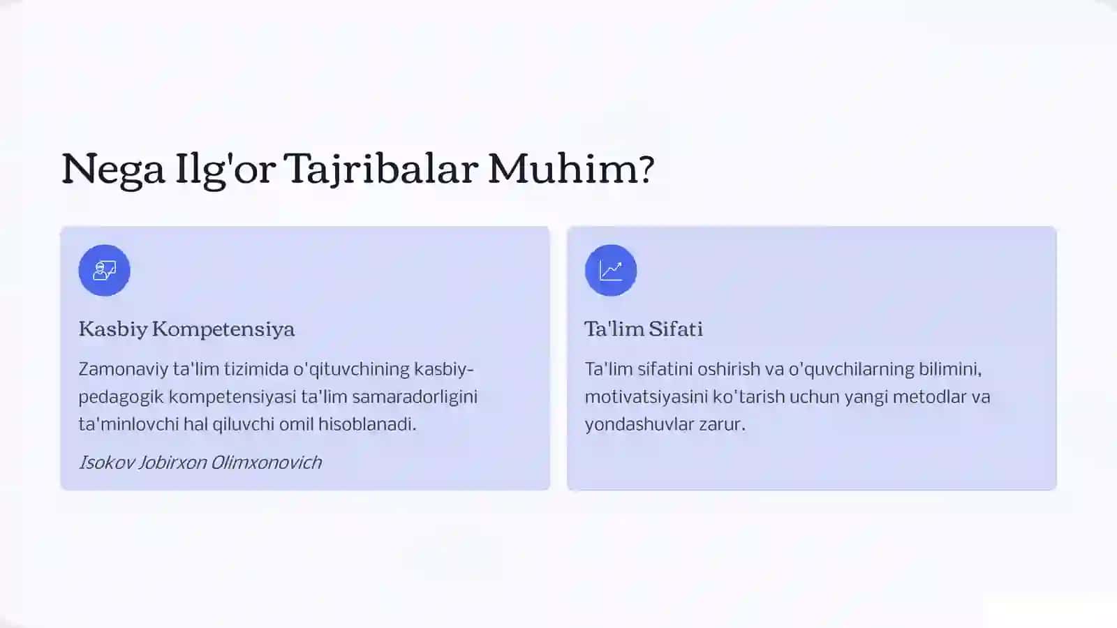 O'qituvchilarning Ilg'or Pedagogik Tajribalarini To'plash va Amaliyotga Tatbiq Etish 2