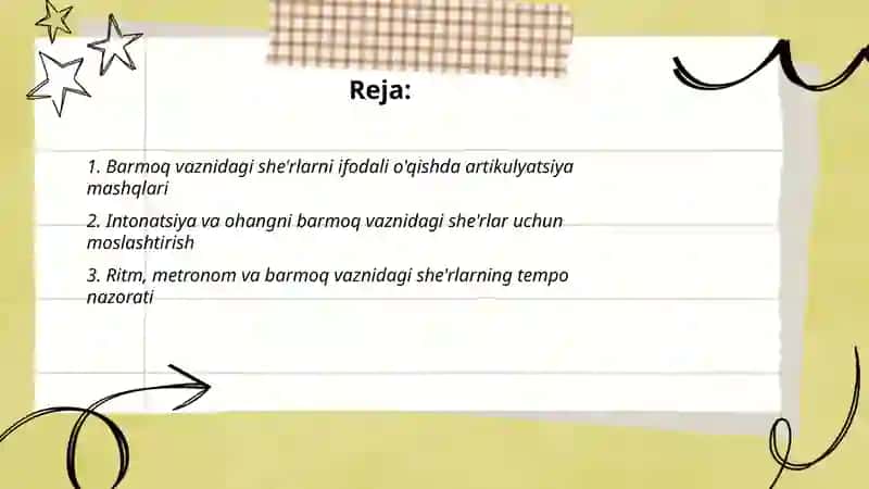 Barmoq vaznidagi she'rlarni ifodali o'qish 2