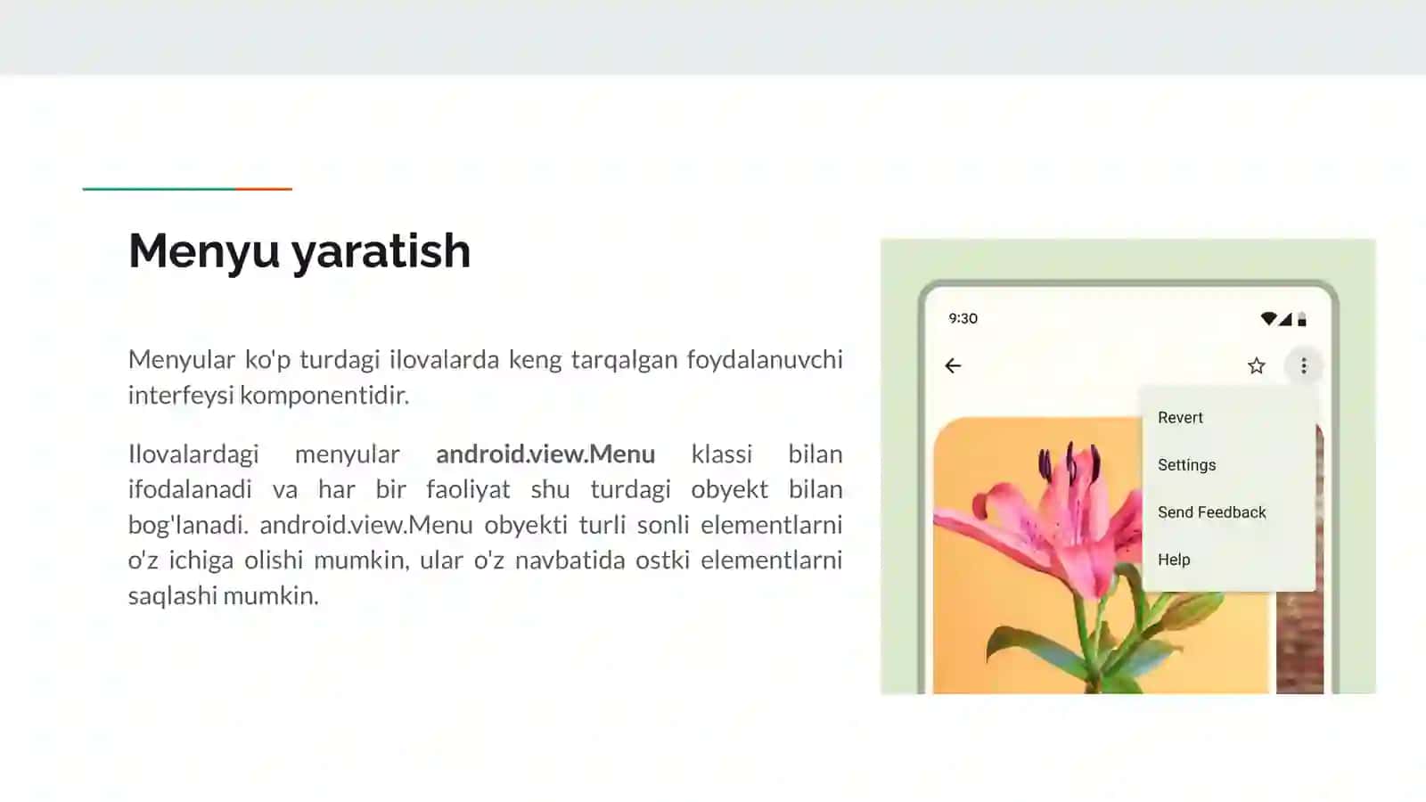 Menyu yaratish 2