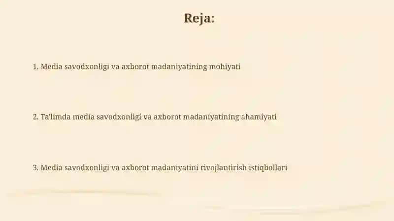 Ommaviy axborot vositalari savodxonligi va axborot madaniyati 2