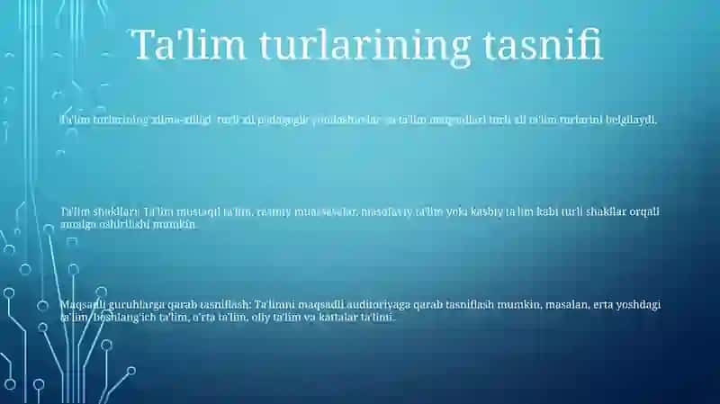 Ta'lim Turlari Va Shakllarini Tashkil Etish 2