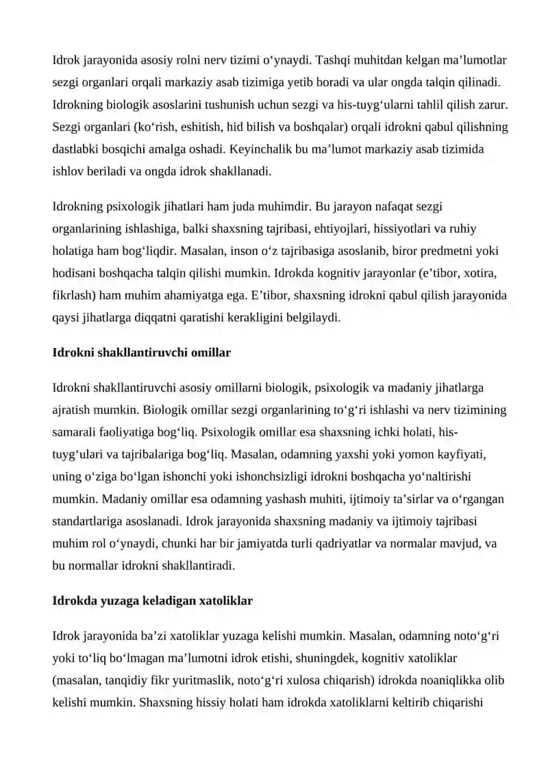 Idrok Insonning Atrofdagi Haqiqiyatni Anglash Qobiliyati 2