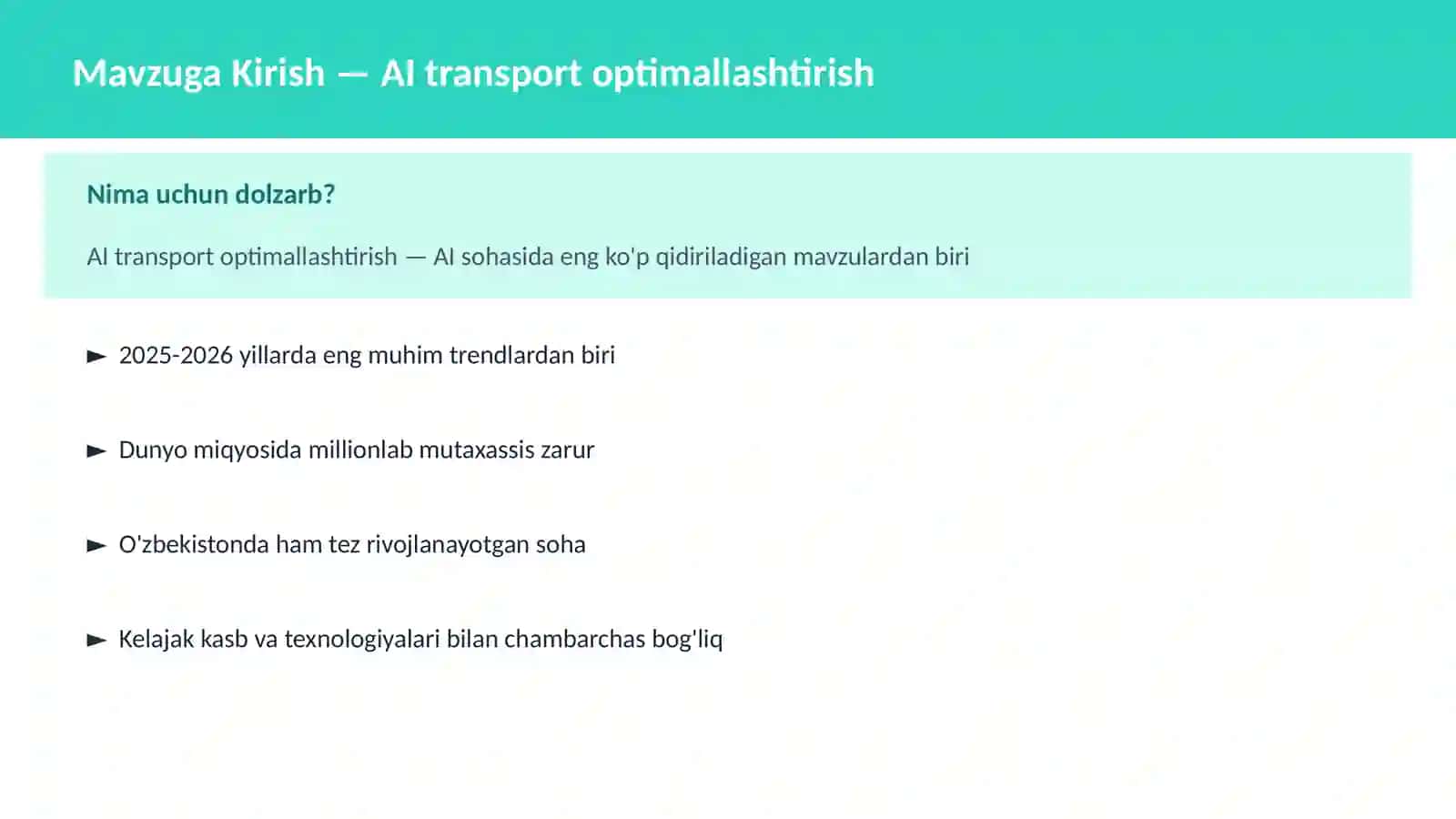 AI transport optimallashtirish 2