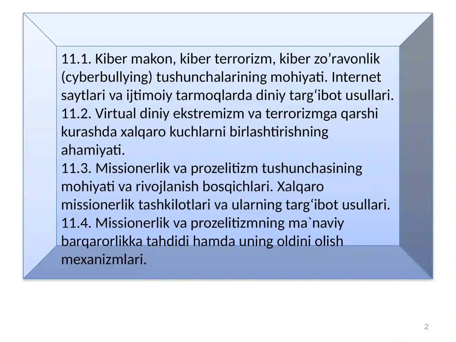 Kiber makonda din. Missionerlik va prozelitizmning ijtimoiy- siyosiy xavfi 2