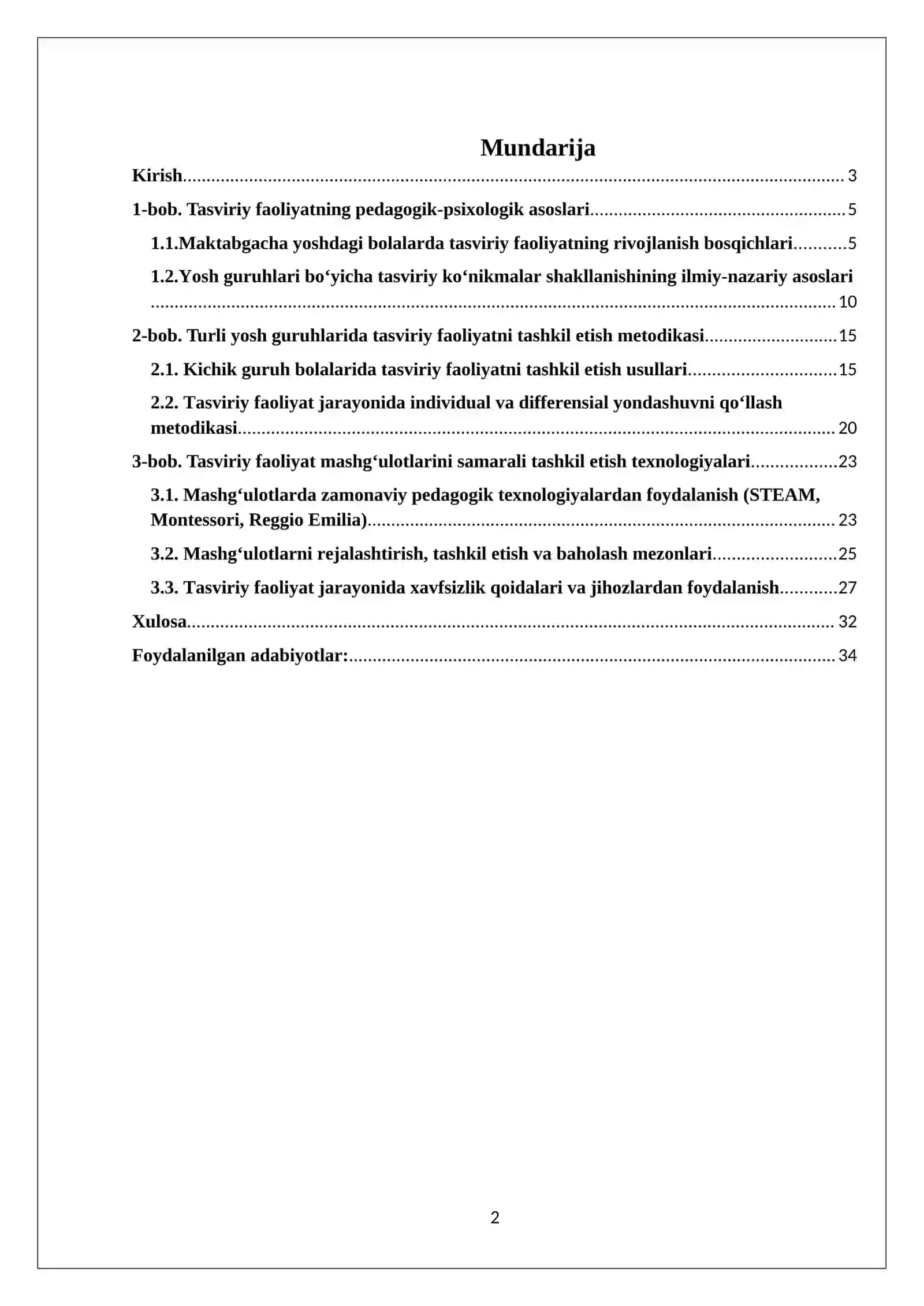 Turli yosh guruhida tasviriy faoliyatni tashkil qilish metodikasi 2