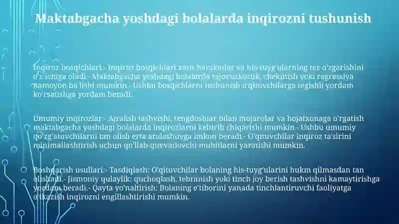 Maktabgacha Yoshdagi Bolalarda Inqiroz 2