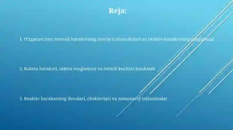 Oʻzgaruvchan massa: reaktiv harakat 2