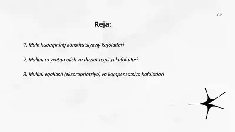 MULKIY HUQUQNING KAFOLATI VA HIMOYA QILINISHI 2