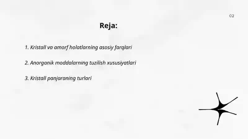 Anorganik moddalarning kristall va amorf holatlari 2