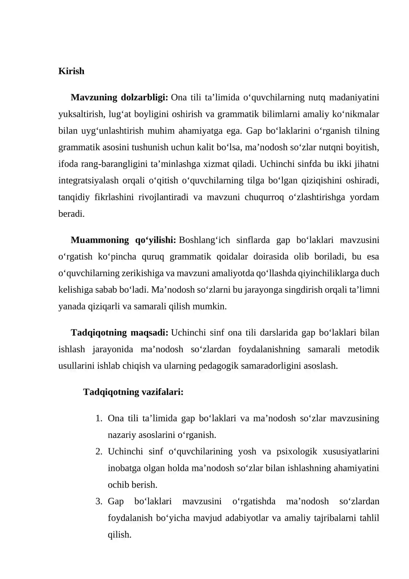 Uchinchi sinf ona tili darslarida gap bo’laklari bilan ishlashda ma’nodosh so’zlarbilan ishlash 2