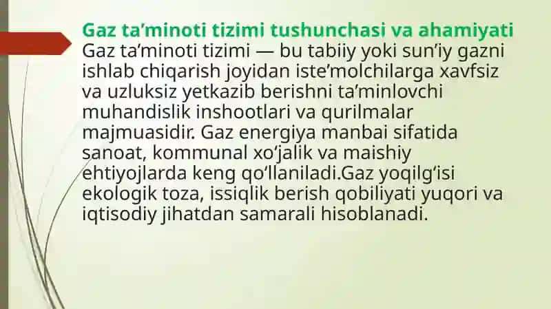 gazi haqidagi malumotlar va qanqa materilalar ishlatilish 2