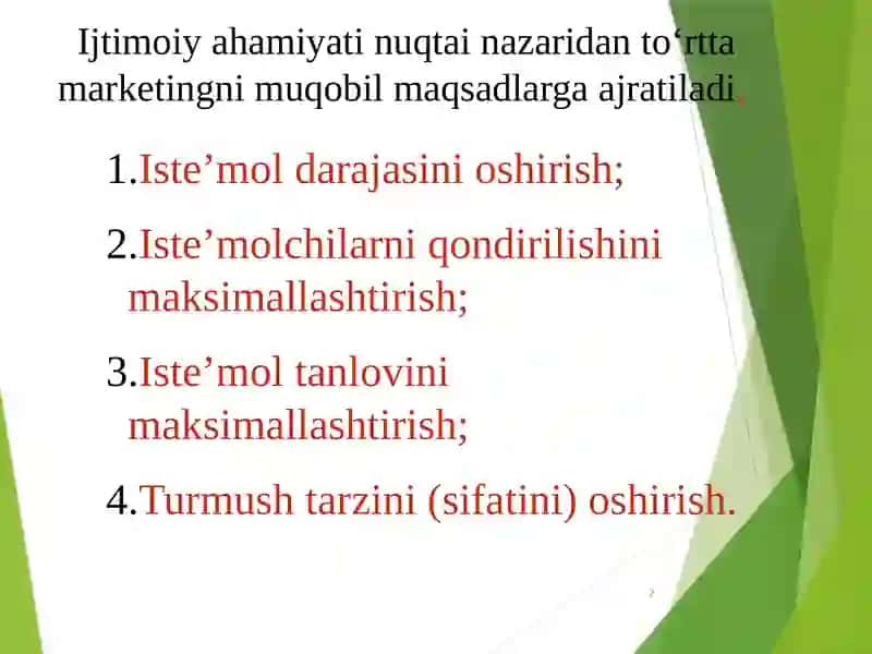 Marketingning asosiy tamoyillari 2