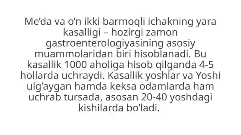 Me’da va o’n ikki barmoqli ichakning yara kasalligi 2