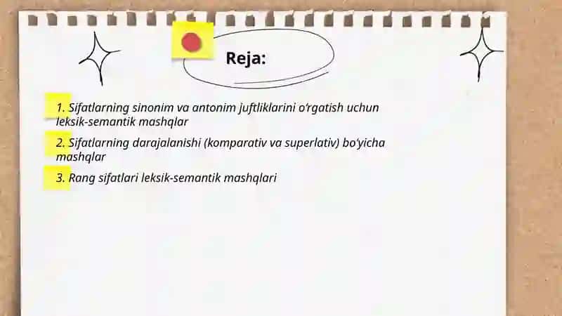 Sifat so'z turkumlari o'rganishdagi leksik semantik mashqlar 2
