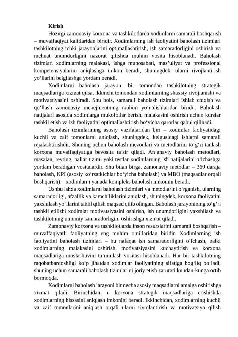 Xodimlarni baholash tizimlari va metodlari 2