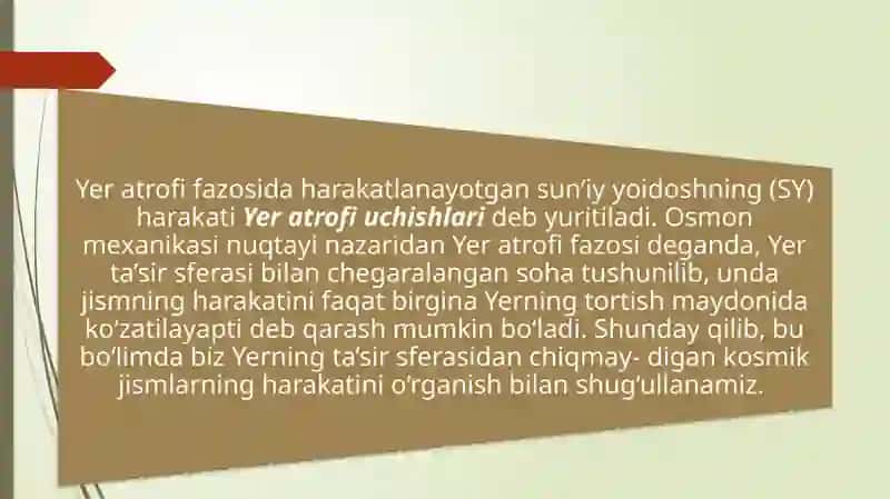 Sun’iy yo'ldoshning orbita elementlari 2