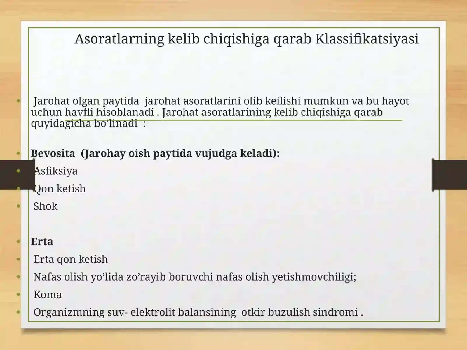 Yuz va jag’ soxa jarohatlarining erta va kech asoratlari 2