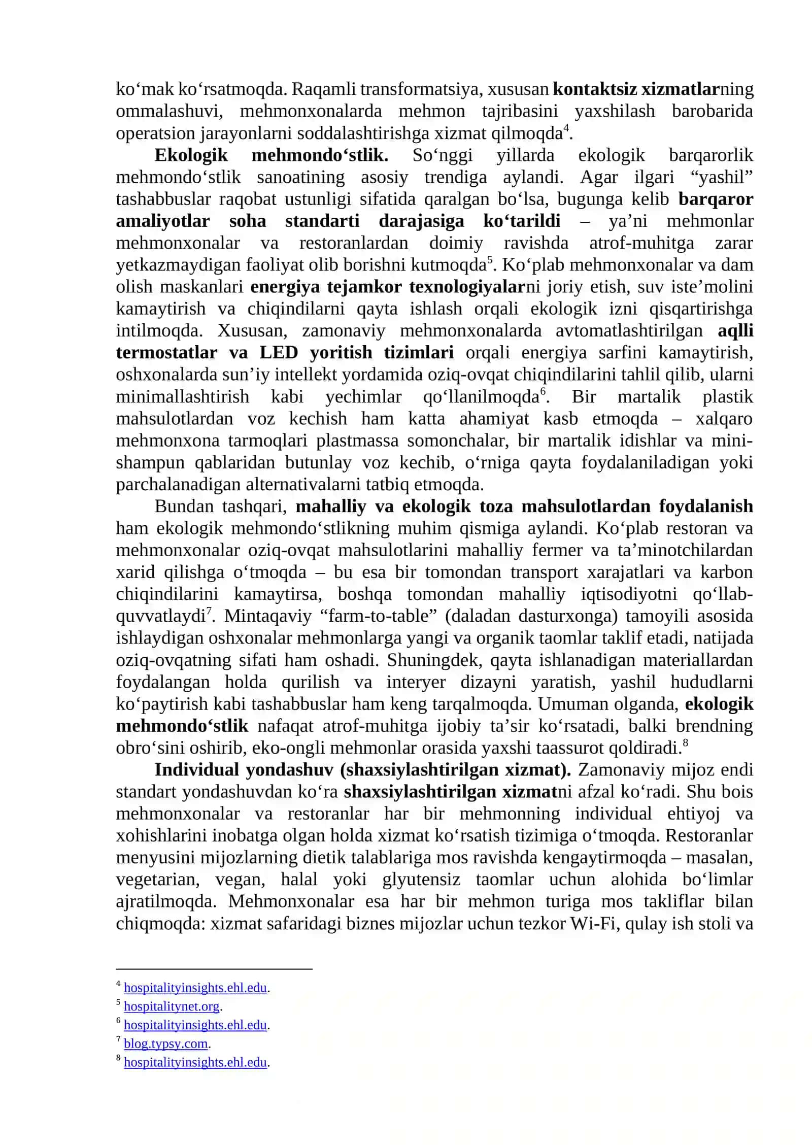 Mehmondo‘stlik, turizm va tadbirlar sohasidagi yangi yo‘nalishlar 2
