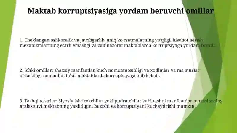 Maktabda Karrupsion Holatlarga Olib Boruvchi Omillarni Bartaraf Etish 2